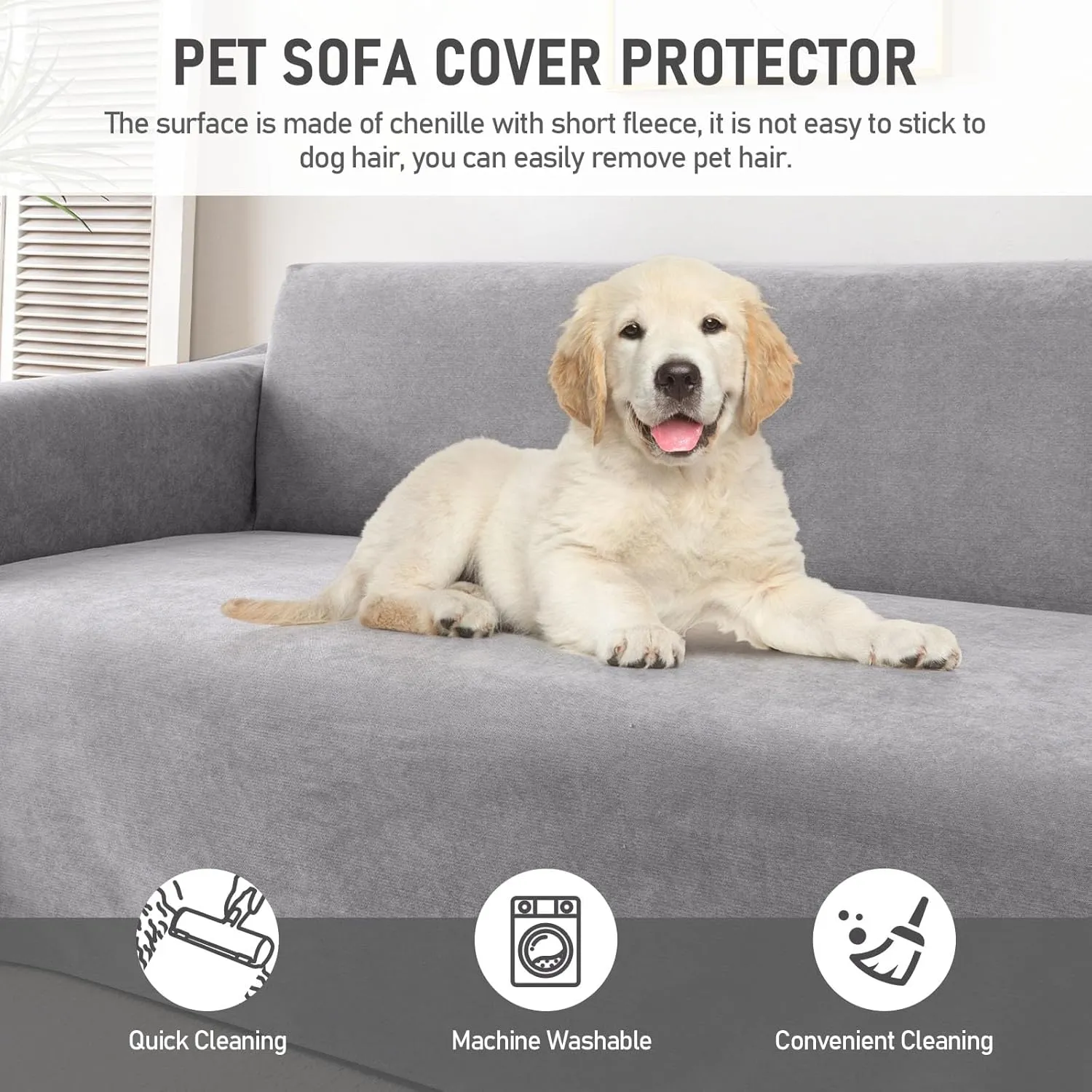 100% Waterproof Couch Covers for Pets Sofa Covers Washable Sectional Couch Cover for 3 Cushions- Cat Scratch Proof Couch Protector Sofa Slipcover, 71 x 134, Light Grey - U