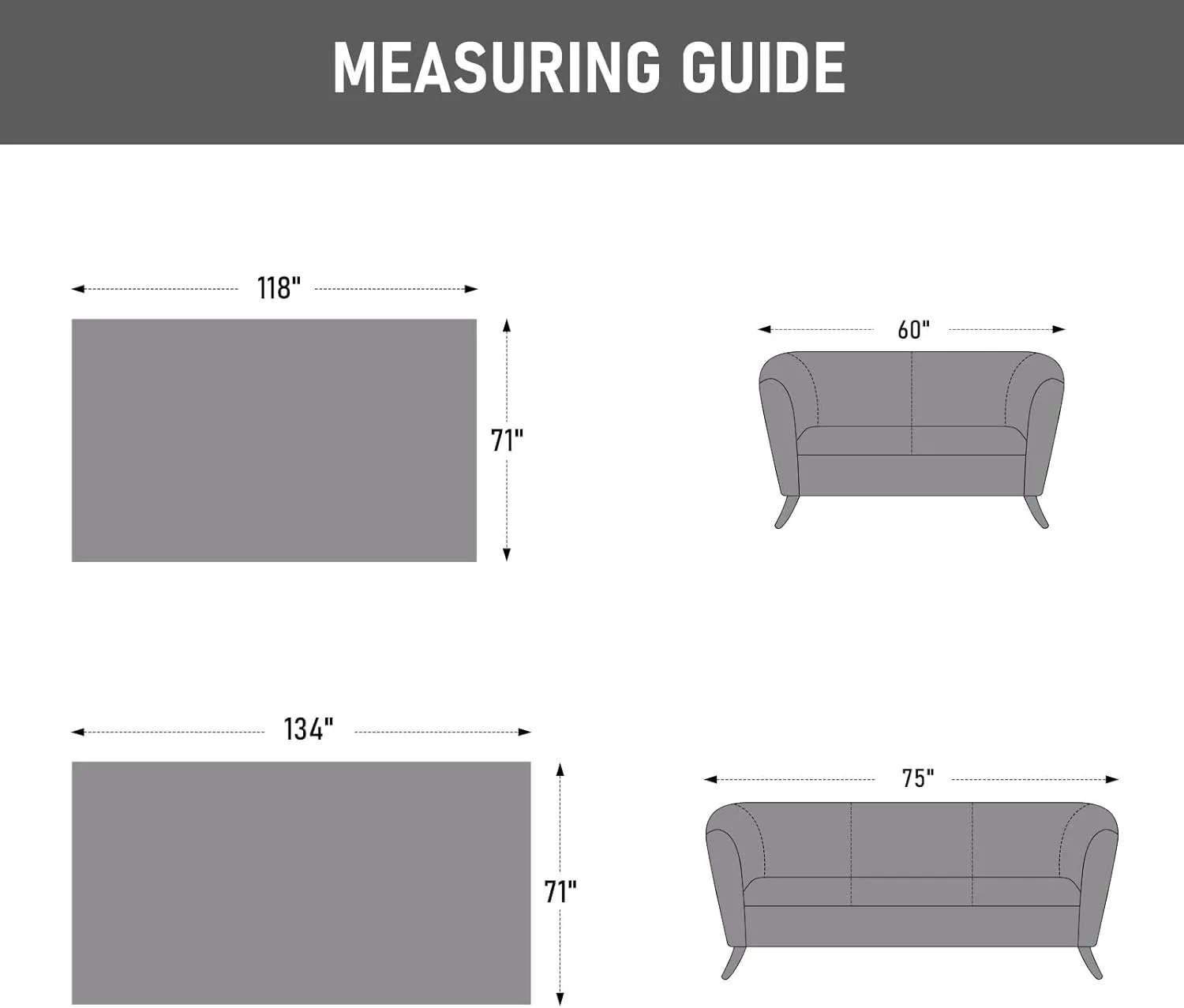 100% Waterproof Couch Covers for Pets Sofa Covers Washable Sectional Couch Cover for 3 Cushions- Cat Scratch Proof Couch Protector Sofa Slipcover, 71 x 134, Light Grey - U