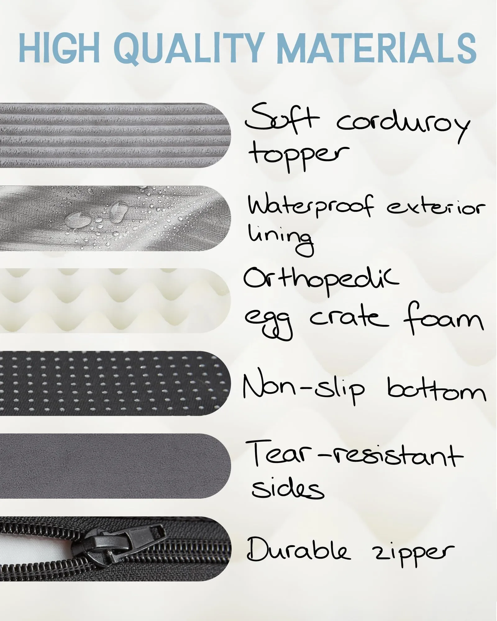 35 Inch Orthopedic Waterproof & Machine Washable Dog Bed with Egg Crate Foam Support, Non-Slip Bottom and Removable Pet Bed Cover for Extra Large, Large, Medium, Small Dogs (Gray)
