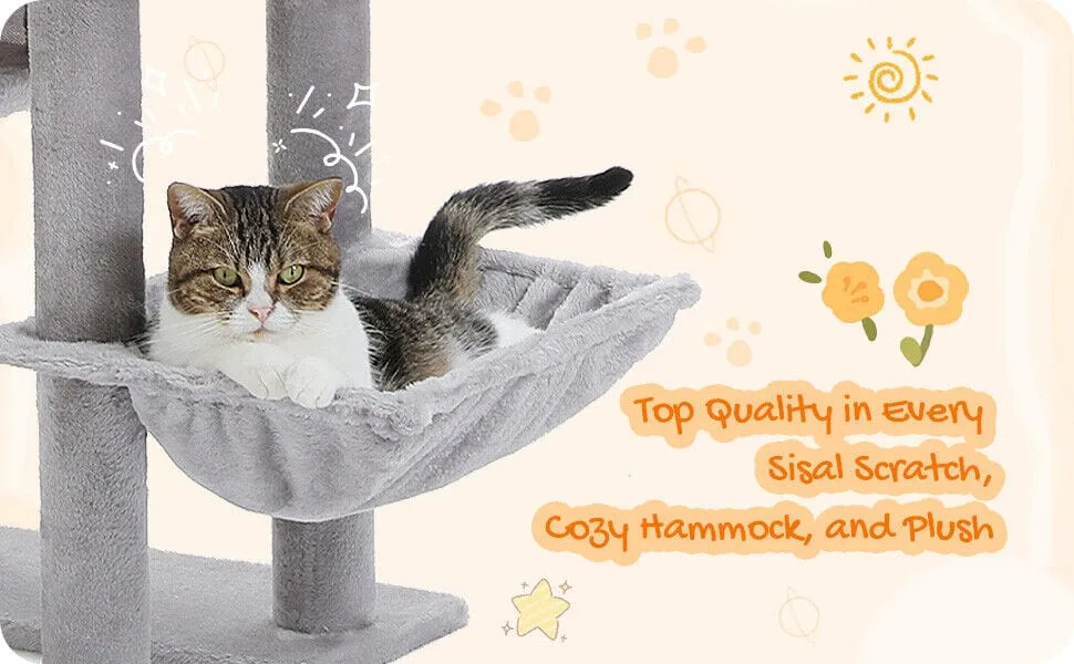 50.4" Multilevel Cat Scratching Tree Tower