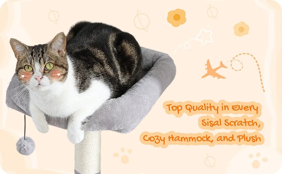 50.4" Multilevel Cat Scratching Tree Tower