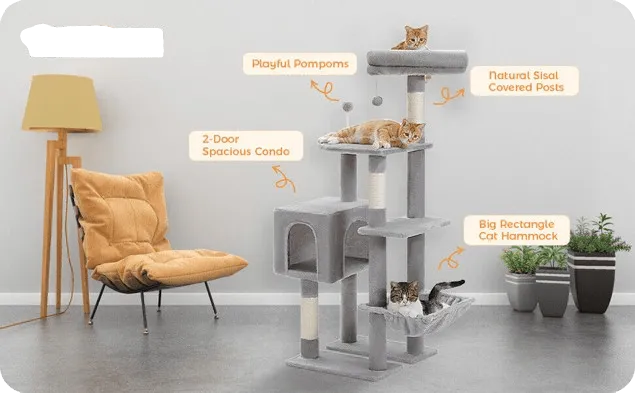 50.4" Multilevel Cat Scratching Tree Tower