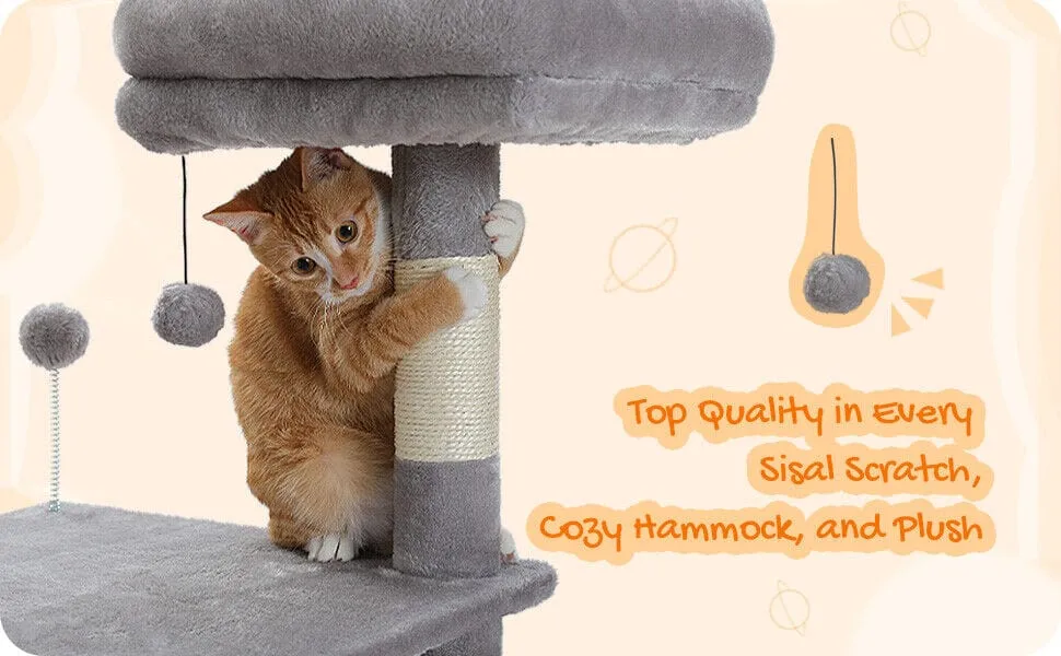 50.4" Multilevel Cat Scratching Tree Tower