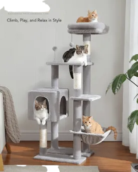 50.4" Multilevel Cat Scratching Tree Tower