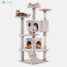 54.5" Double Condo Cat Tree with Scratching Post Tower