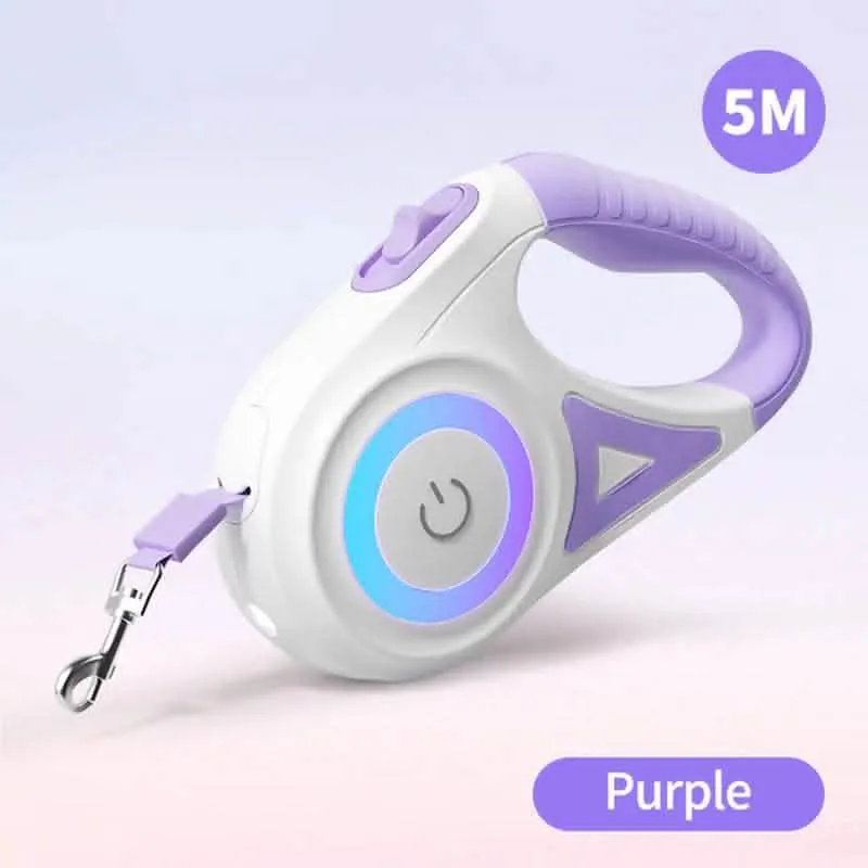 5M LED Automatic Retractable Dog Leash - Illuminated Night Walking Lead with Luminous Straps