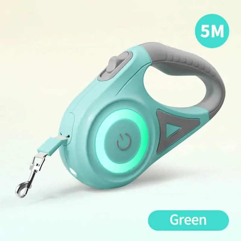 5M LED Automatic Retractable Dog Leash - Illuminated Night Walking Lead with Luminous Straps