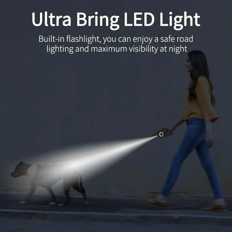 5M LED Automatic Retractable Dog Leash - Illuminated Night Walking Lead with Luminous Straps
