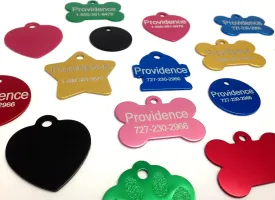 Anodized Pet ID Tags - Choose from Bone, Round, Heart, Hydrant, Paw, or Star Shapes - 9 Color Choices Available