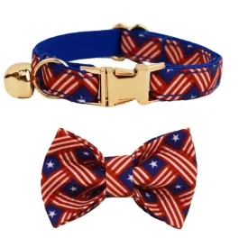 AnyWags Cat Collar Banner Blue Bow Large with Safety Buckle, Bell, and Durable Strap Stylish and Comfortable Pet Accessory
