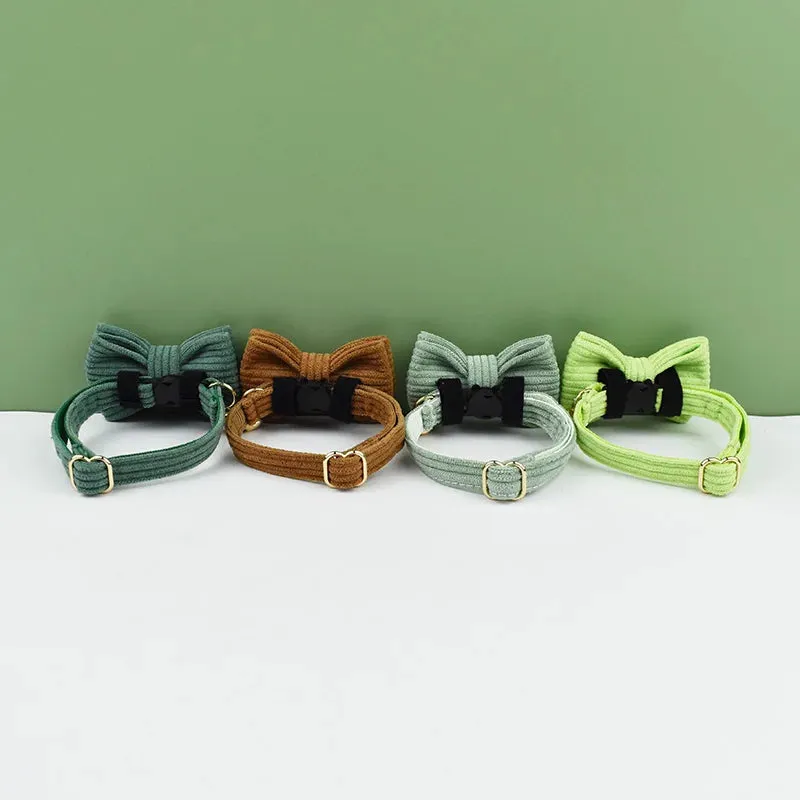 AnyWags Cat Collar Hunter Green Bow Small with Safety Buckle, Bell, and Durable Strap Stylish and Comfortable Pet Accessor