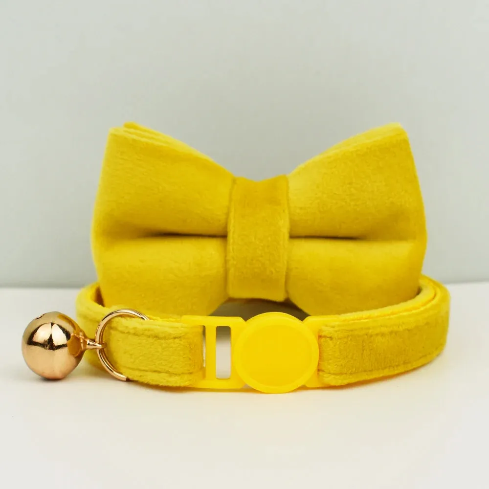AnyWags Cat Collar Yellow Bow Small with Safety Buckle, Bell, and Durable Strap Stylish and Comfortable Pet Accessor