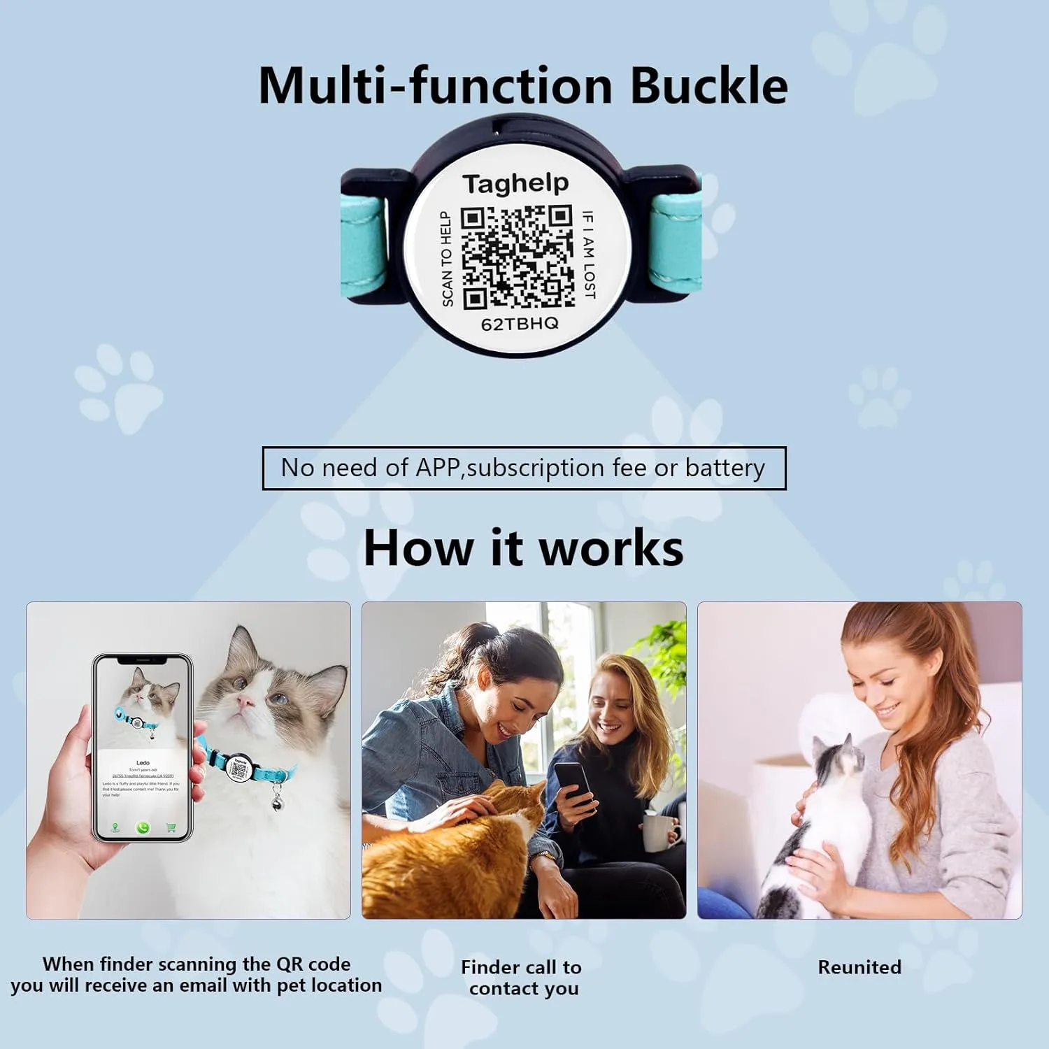 Apple AirTag Cat Collar with Breakaway Safety - Kitten Collar, Leather with Bell & Smart ID Tag, No App (Pink)