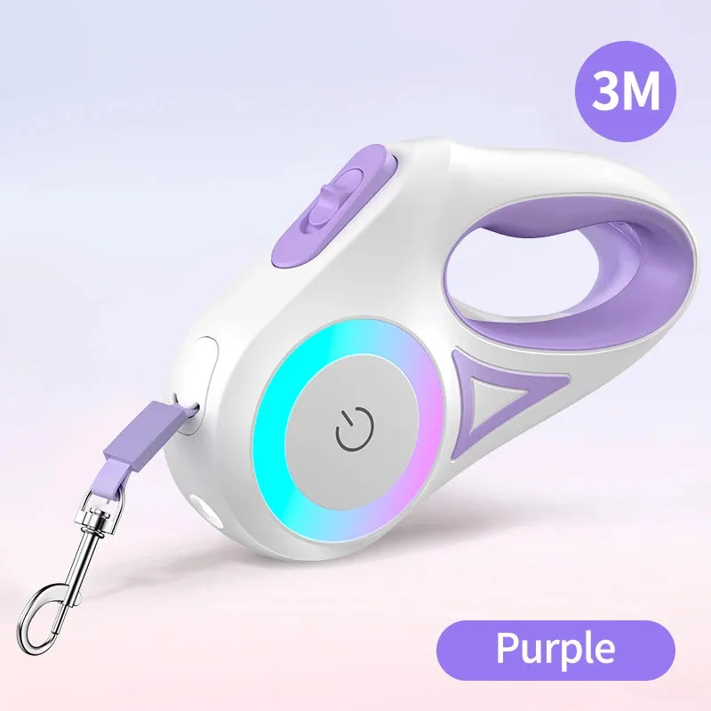 Automatic Retractable Dog Leash LED Luminous Leading Fashion Light Straps For Dog Puppy Pet Flexi Walking Running Lead