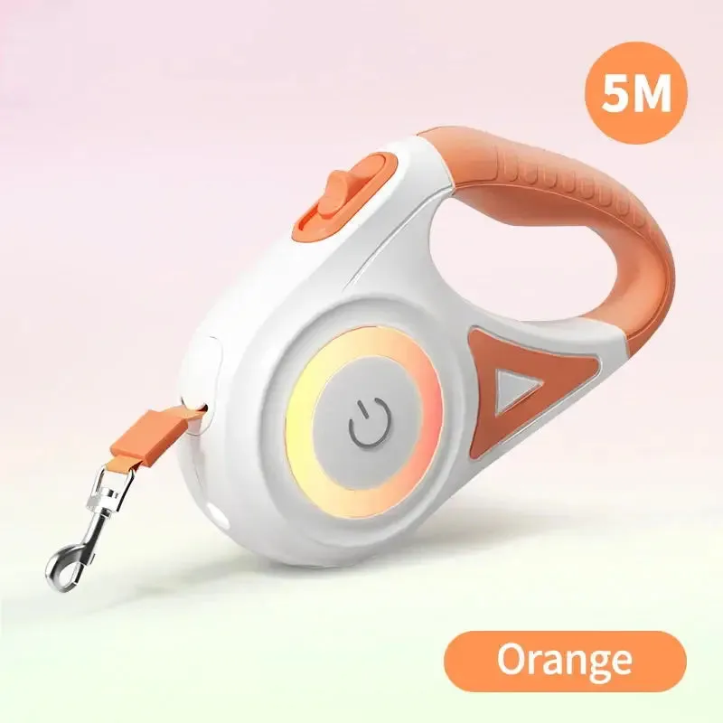 Automatic Retractable Dog Leash LED Luminous Leading Fashion Light Straps For Dog Puppy Pet Flexi Walking Running Lead