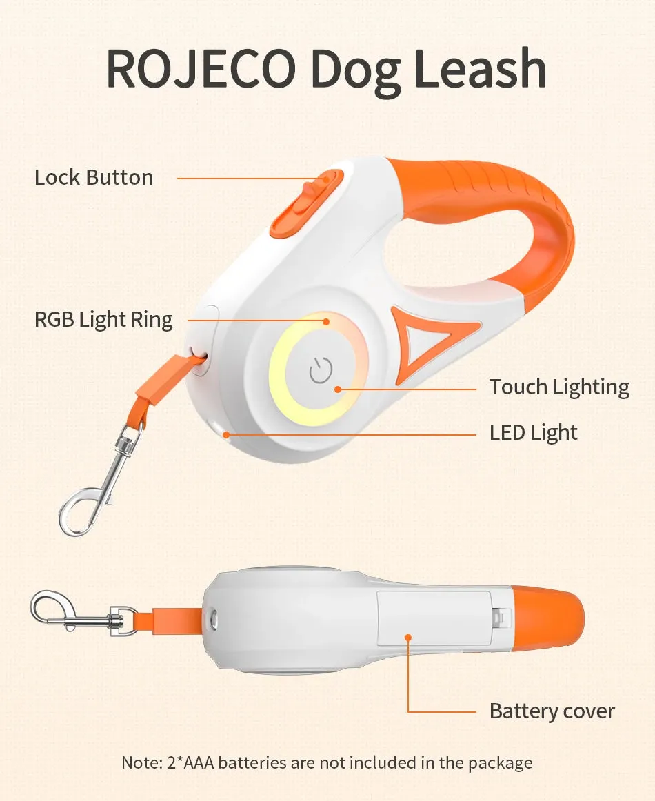 Automatic Retractable Dog Leash LED Luminous Leading Fashion Light Straps For Dog Puppy Pet Flexi Walking Running Lead