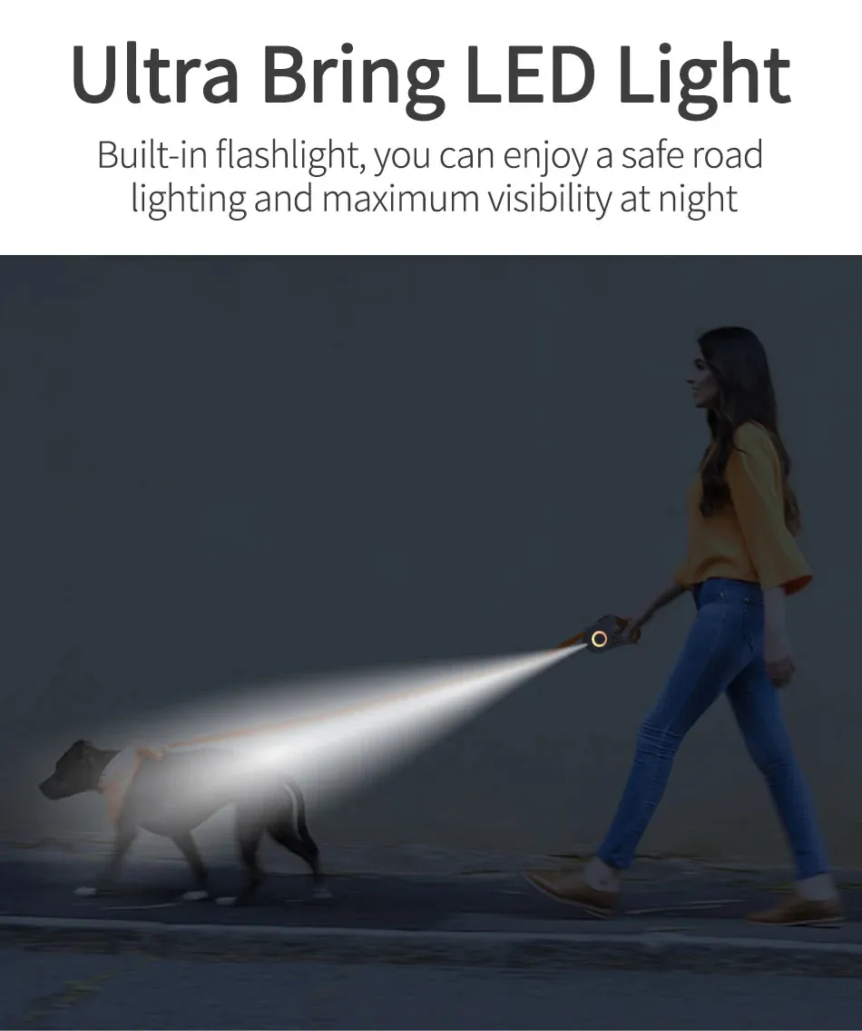 Automatic Retractable Dog Leash LED Luminous Leading Fashion Light Straps For Dog Puppy Pet Flexi Walking Running Lead
