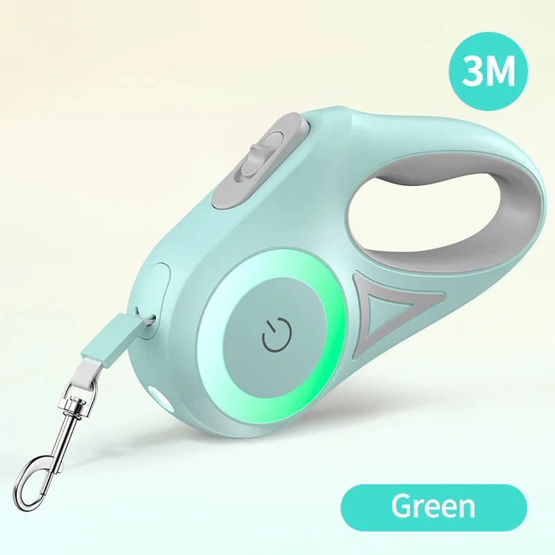 Automatic Retractable Dog Leash LED Luminous Leading Fashion Light Straps For Dog Puppy Pet Flexi Walking Running Lead