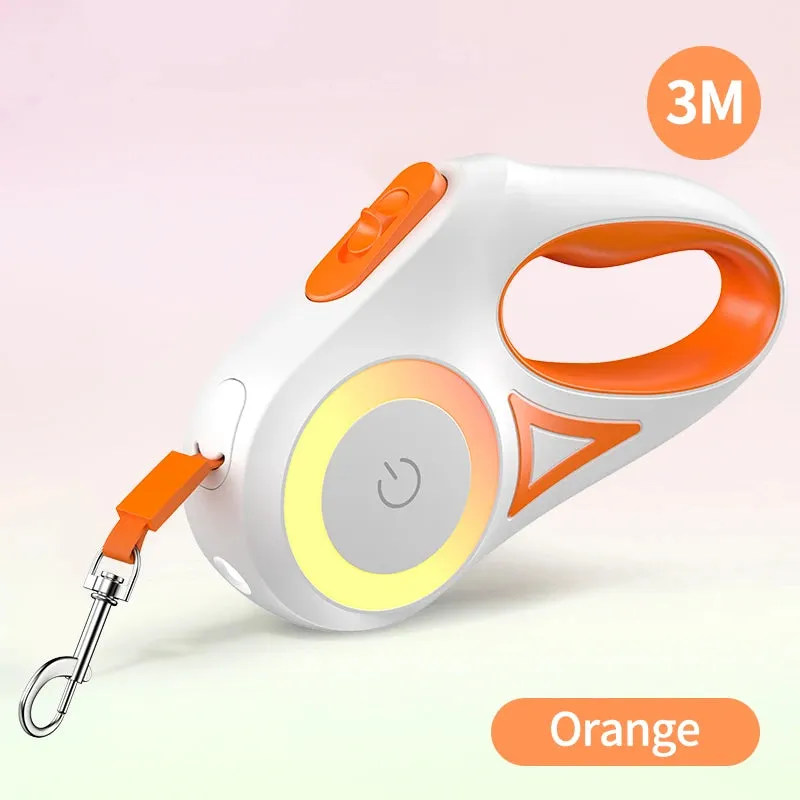 Automatic Retractable Dog Leash LED Luminous Leading Fashion Light Straps For Dog Puppy Pet Flexi Walking Running Lead