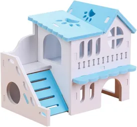 Balacoo Durable Wooden Hamster House Pet Playthings Multi-Chamber Hideout Cage