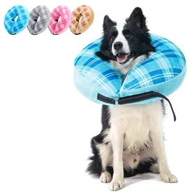 BEAUTYZOO Inflatable Dog Cone Collar, Recovery Dog Cone After Surgery, Adjustable Blow up Dog Donut Collar, Pet Recovery Collar for Dogs,Black M