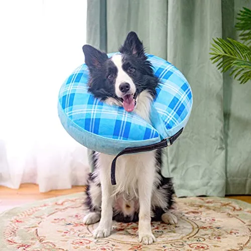 BEAUTYZOO Inflatable Dog Cone Collar, Recovery Dog Cone After Surgery, Adjustable Blow up Dog Donut Collar, Pet Recovery Collar for Dogs,Black M