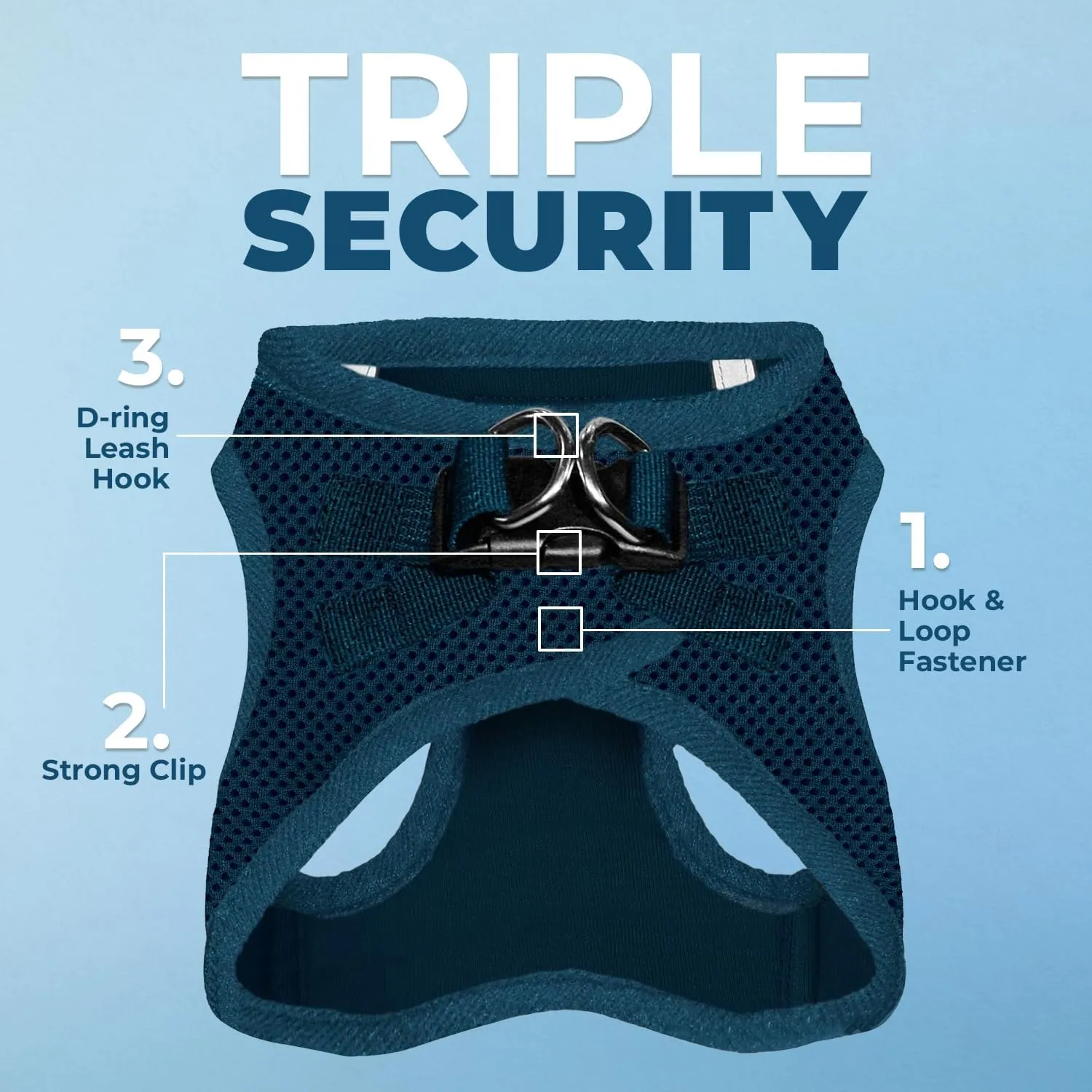 Best Pet Supplies Voyager Step-in Air Dog Harness - All Weather Mesh, Reflective, No Pull Harness for Small, Medium Dogs, Cats - Secure with Hook & Loop Fastener, Buckle, Double D-Rings - Blue, XL