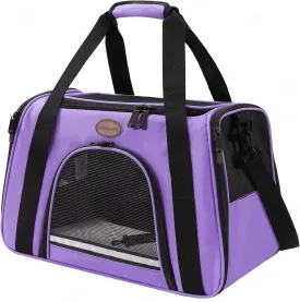 Cat Carrier Dog Carrier Pet Carriers for Medium Small Cats Dogs Puppies up to 15 Lbs,TSA Airline Approved Small Dog Cat Carriers Soft Sided,Collapsible Travel Puppy Carrier (Purple, Large)