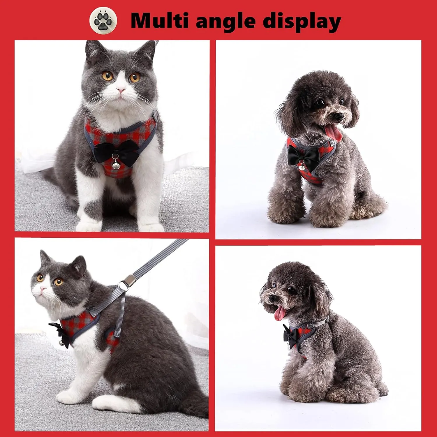 Cat Harness, Dog Harness and Leash Set, Bunny Rabbit Ferret Harness with Adjustable Buckle Comfort for Pet Kitten Small Animals Harnesses