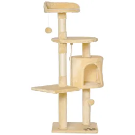 Cat Tree House 114H cm-Beige