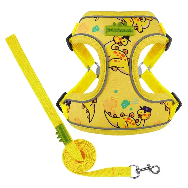 CDDMPET Cartoon Puppy Harness and Leash Set for Small Dogs