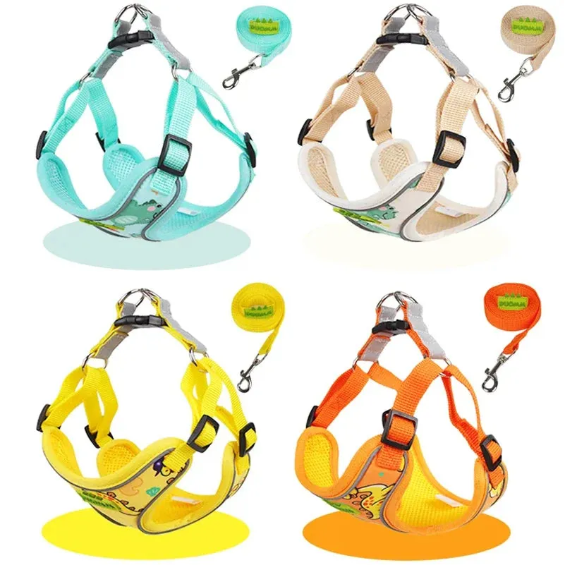 CDDMPET Cartoon Puppy Harness and Leash Set for Small Dogs