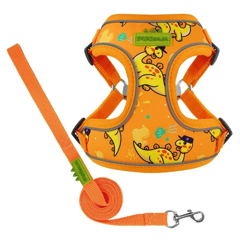 CDDMPET Cartoon Puppy Harness and Leash Set for Small Dogs