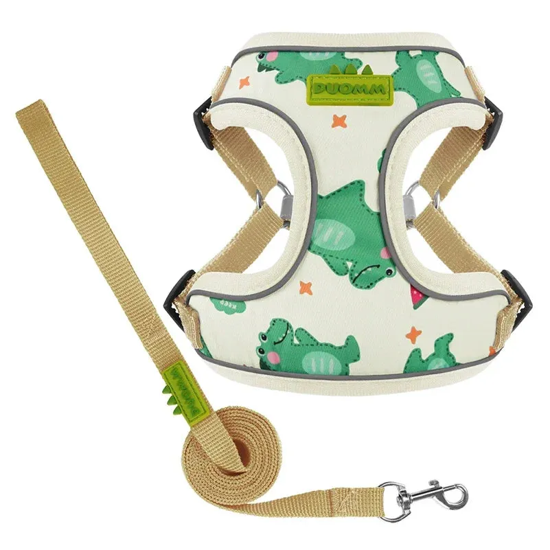 CDDMPET Cartoon Puppy Harness and Leash Set for Small Dogs