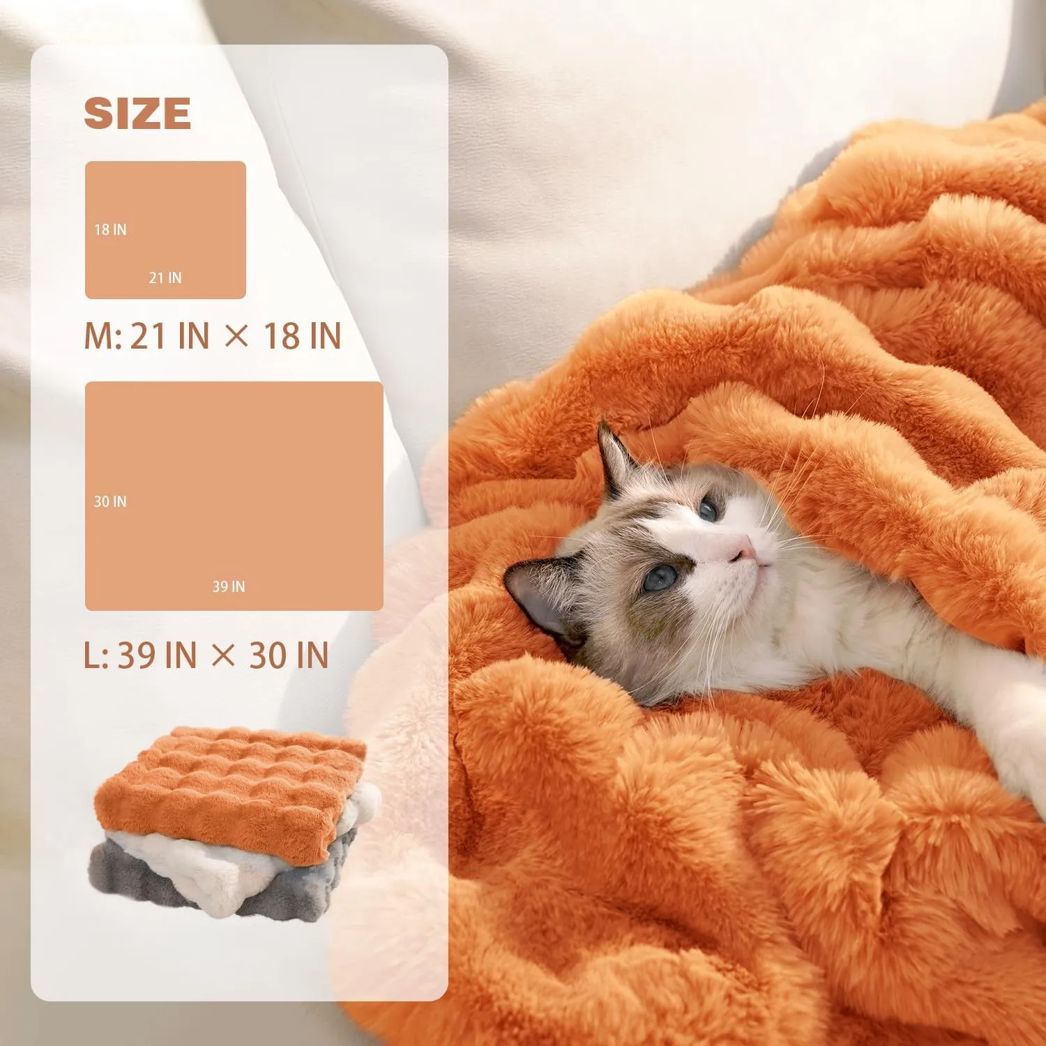Dog Blanket Ultra Soft Fuzzy Faux Fur Cat Blankets for Indoor Cats Ultra Soft Plush Faux Fur Machine Washable Reversible Pet Throw Protector for Couch Furniture 39"X 30" Orange