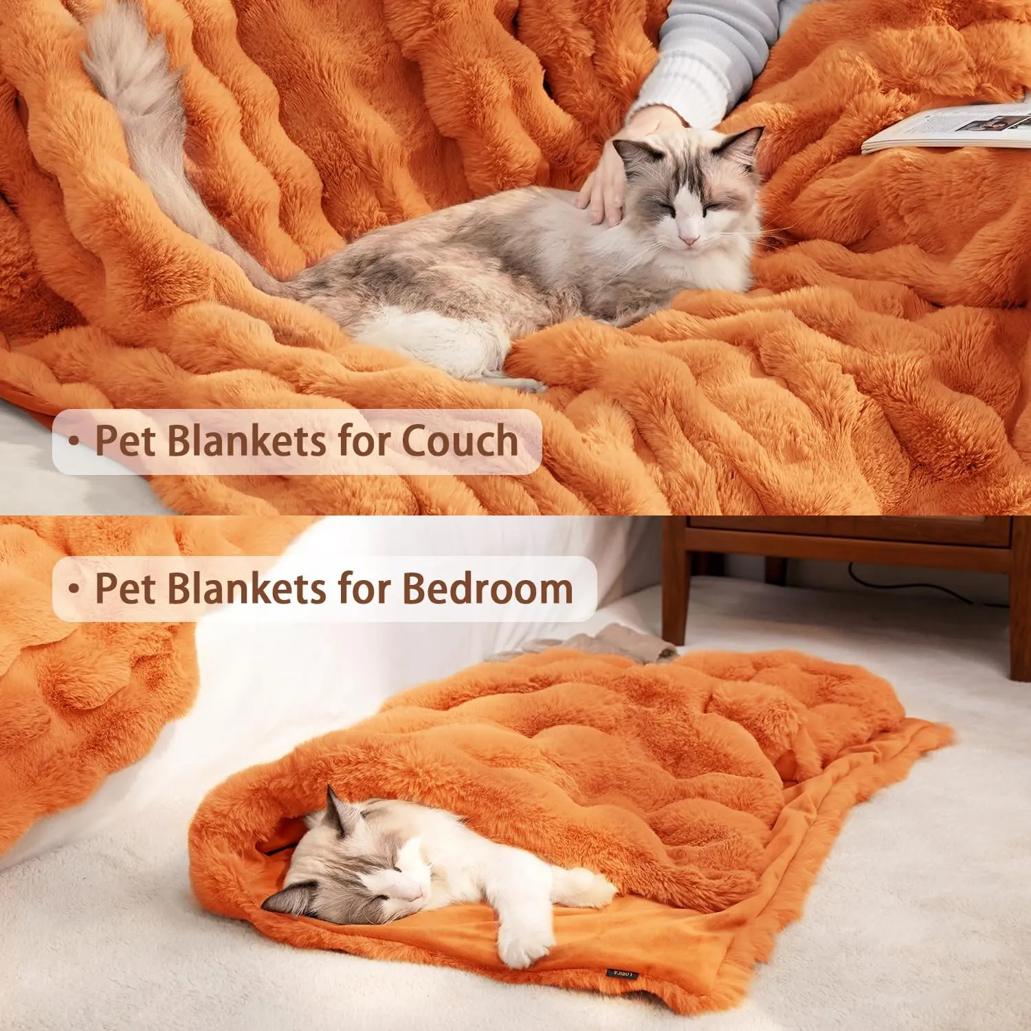 Dog Blanket Ultra Soft Fuzzy Faux Fur Cat Blankets for Indoor Cats Ultra Soft Plush Faux Fur Machine Washable Reversible Pet Throw Protector for Couch Furniture 39"X 30" Orange