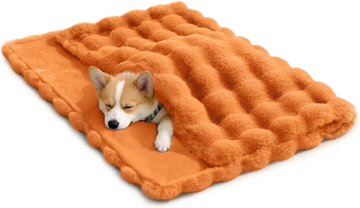 Dog Blanket Ultra Soft Fuzzy Faux Fur Cat Blankets for Indoor Cats Ultra Soft Plush Faux Fur Machine Washable Reversible Pet Throw Protector for Couch Furniture 39"X 30" Orange