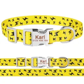 Dog Collar Adjustable for Puppy Dogs S-L - Yellow Lightning Bolts