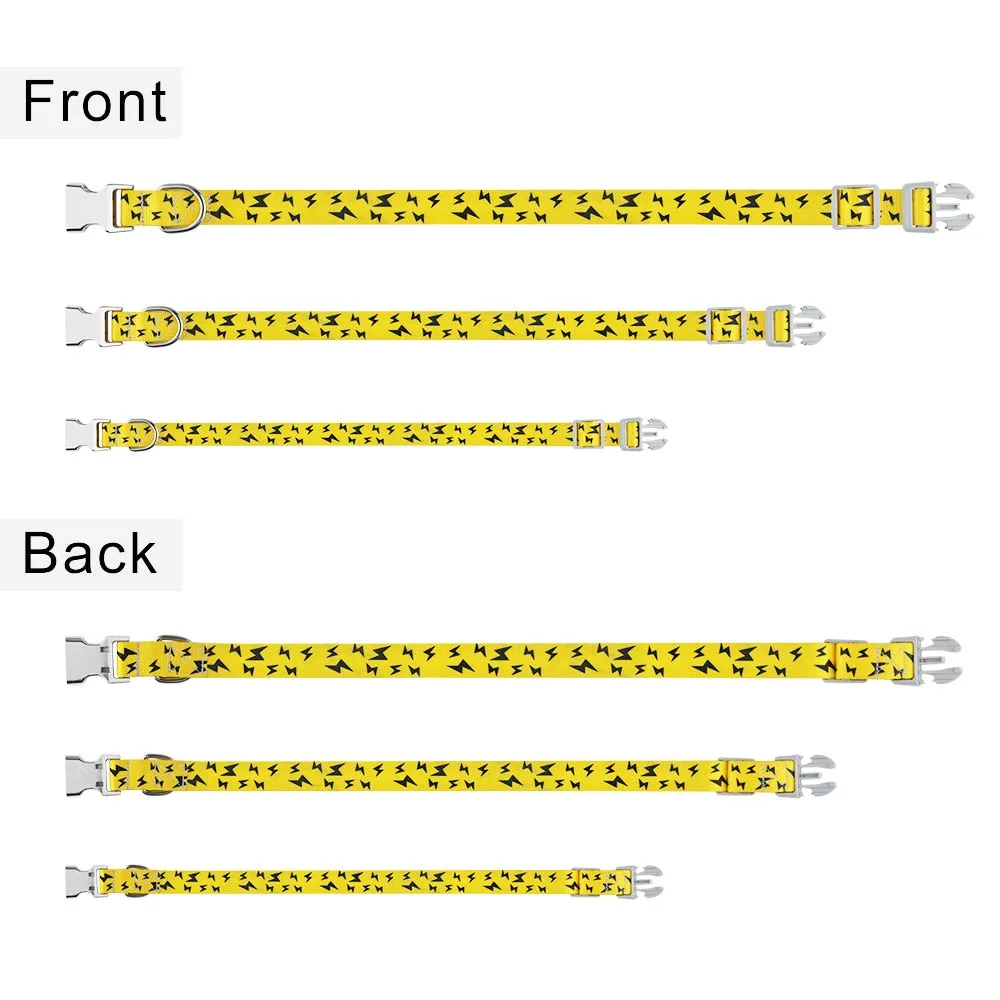 Dog Collar Adjustable for Puppy Dogs S-L - Yellow Lightning Bolts