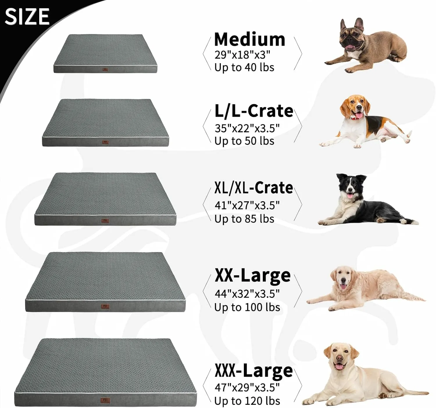 Dog Crate Bed Medium Size Dog Beds,Large Orthopedic Washable Dogs Bed,Waterproof Cover Plush Kennel Comfort Pet Beds Mat,Egg Foam Dog Pad