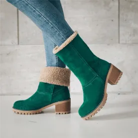 Dyavor Women Fur Square Heels Orthopedic Boots
