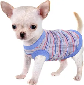Elevate Your Pet's Comfort and Fashion: Premium 100% Cotton Rib Dog Shirt Vest for Small Breeds Like Chihuahuas, Yorkies, and Puppies .Year-Round Style with Tank-Style Puppy Attire Blue X-Small