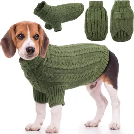 EMUST Large Dog Sweater with Sleeves, Soft Dog Turtleneck for Fall & Winter, DarkGreen XL