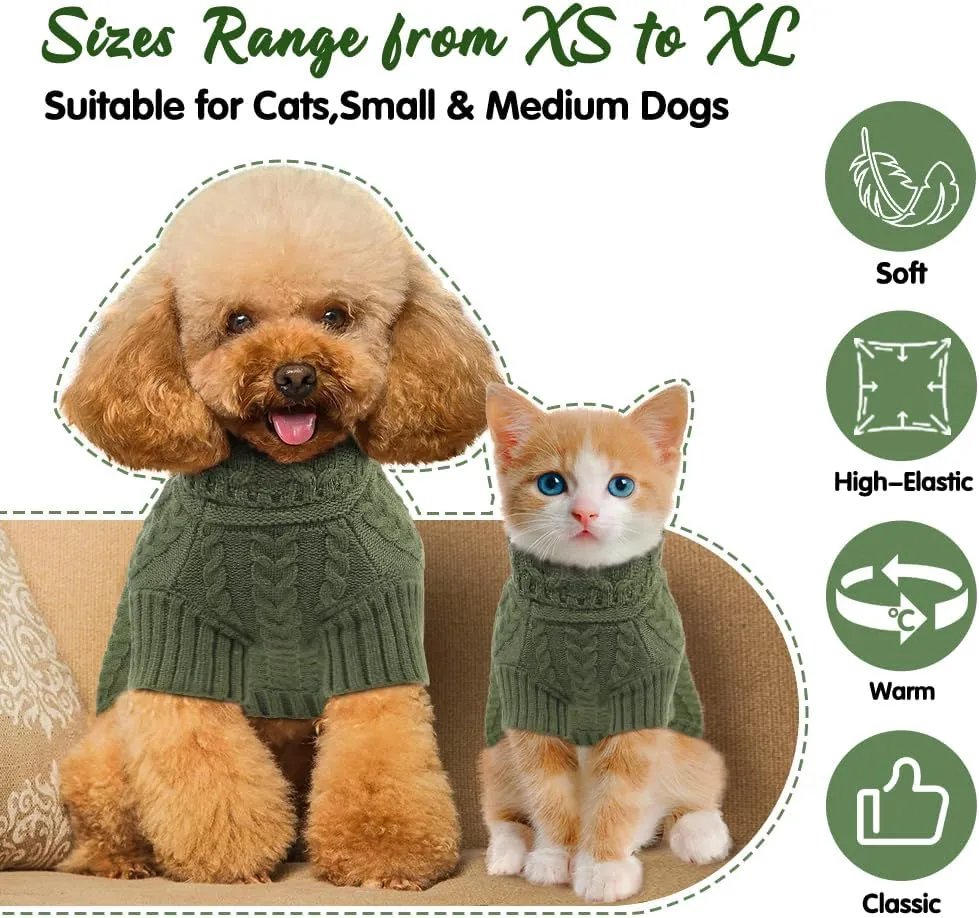 EMUST Large Dog Sweater with Sleeves, Soft Dog Turtleneck for Fall & Winter, DarkGreen XL