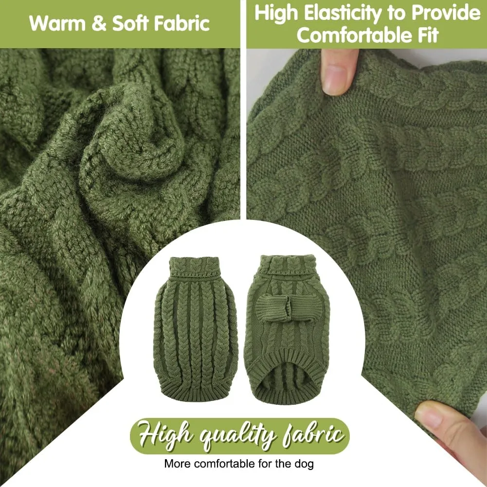 EMUST Large Dog Sweater with Sleeves, Soft Dog Turtleneck for Fall & Winter, DarkGreen XL