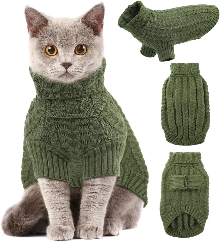 EMUST Large Dog Sweater with Sleeves, Soft Dog Turtleneck for Fall & Winter, DarkGreen XL