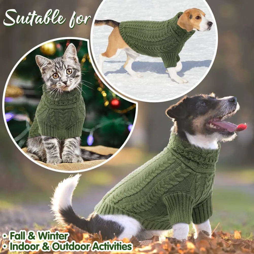 EMUST Large Dog Sweater with Sleeves, Soft Dog Turtleneck for Fall & Winter, DarkGreen XL