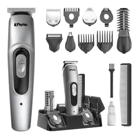ENSSU Beard Trimmer for Men, 6-in-1 Cordless Body Grooming Kit with Hair Clippers, Beard, Ear & Nose Trimmer, Rechargeable Electric Razor Shaver