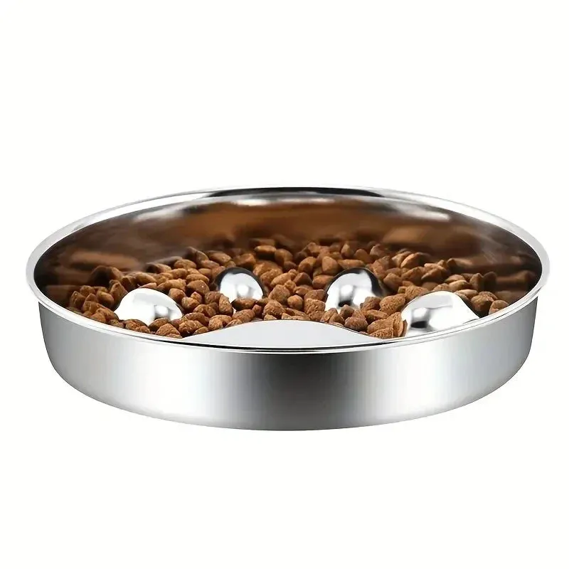 Ergonomic Stainless Steel Slow Feeder Bowl for Pets