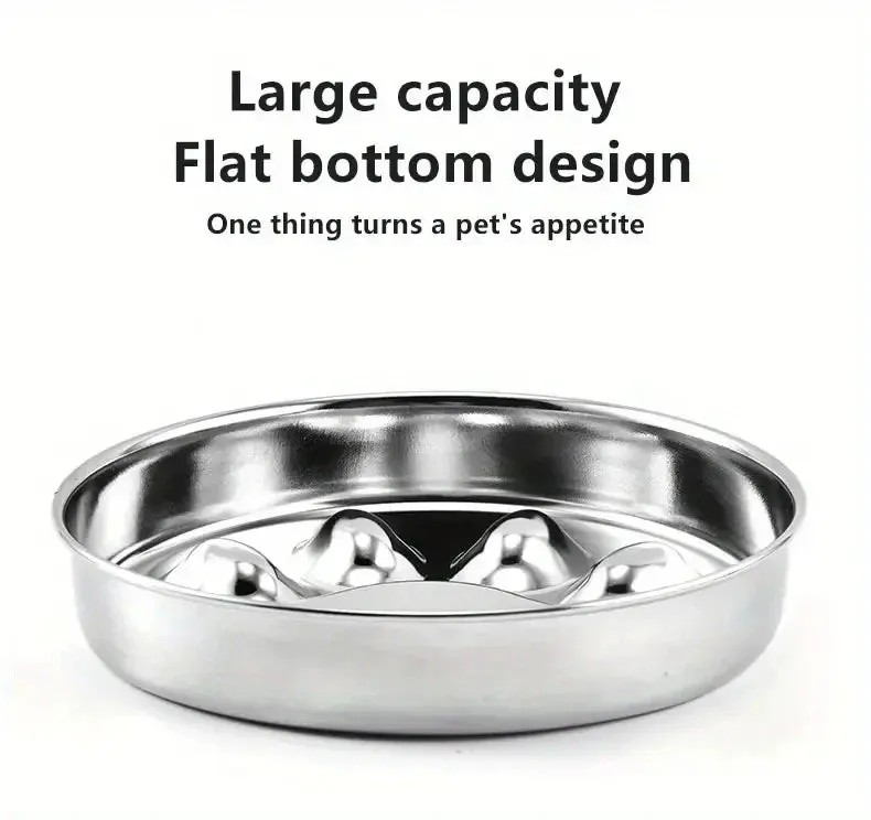 Ergonomic Stainless Steel Slow Feeder Bowl for Pets